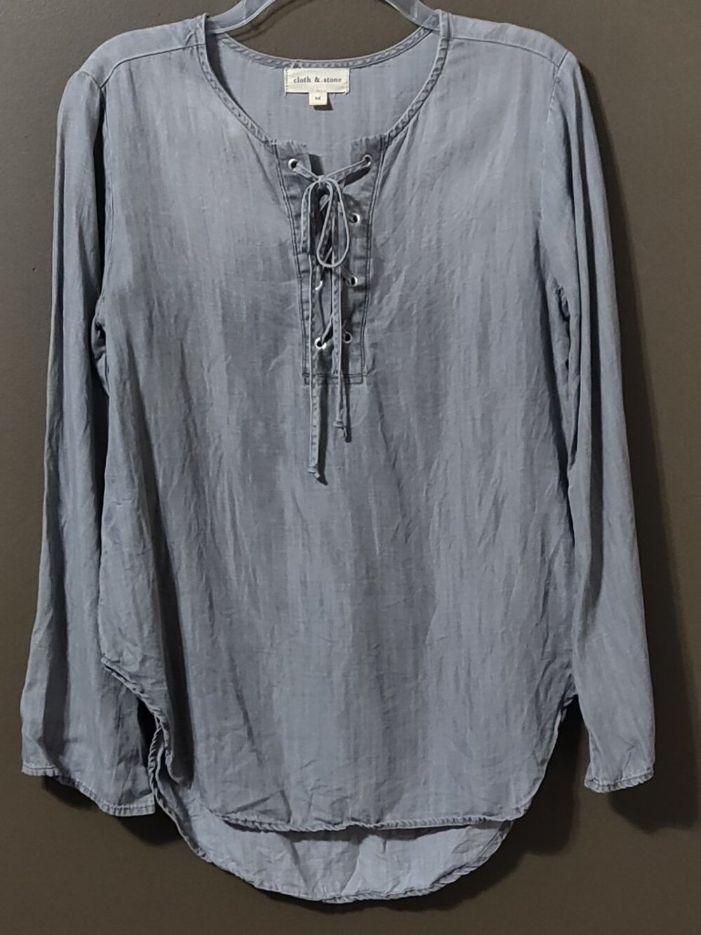 Anthropologie Cloth & Stone Tencel Lyocell Grey Long Sleeve Top Medium